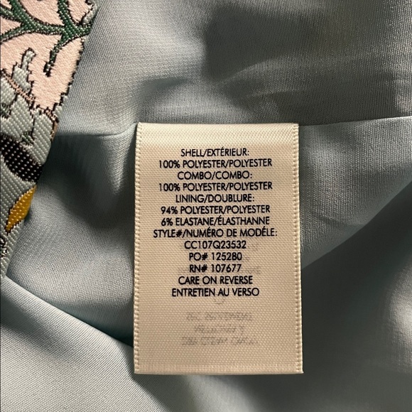 Alice & Olivia Tayla Jacquard Floral Mini Dress Blue Structured NWT Sz 12 - Picture 10 of 14